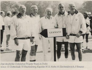 Das deutsche Columbus Trophy Team in New Delhi: v. l. n.r.: Uwe Gottschalk, W. Rautenberg, Kapitän Wolfgang A. Hofer, Harald Elschenbroich, P. Baums